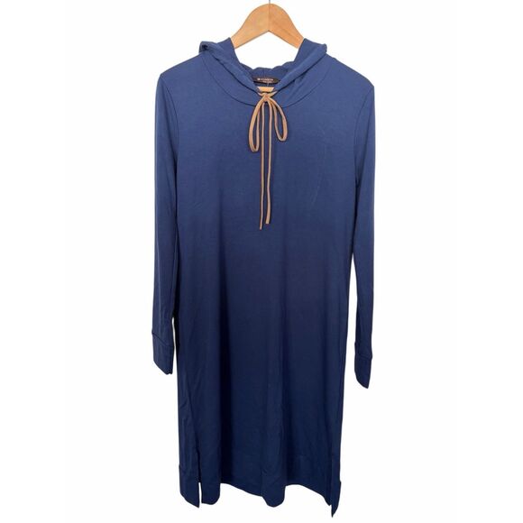 BOMBOM “Devyn” Hooded Lounge Dress – Navy Blue Women’s Small – Made in USA - Picture 3 of 12